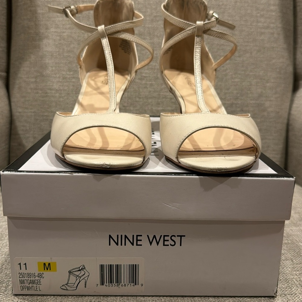 Nine West off white sandal size 11 with 2”heel used